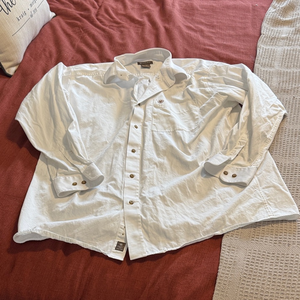 Ariat White Men's Shirt with Brown Label